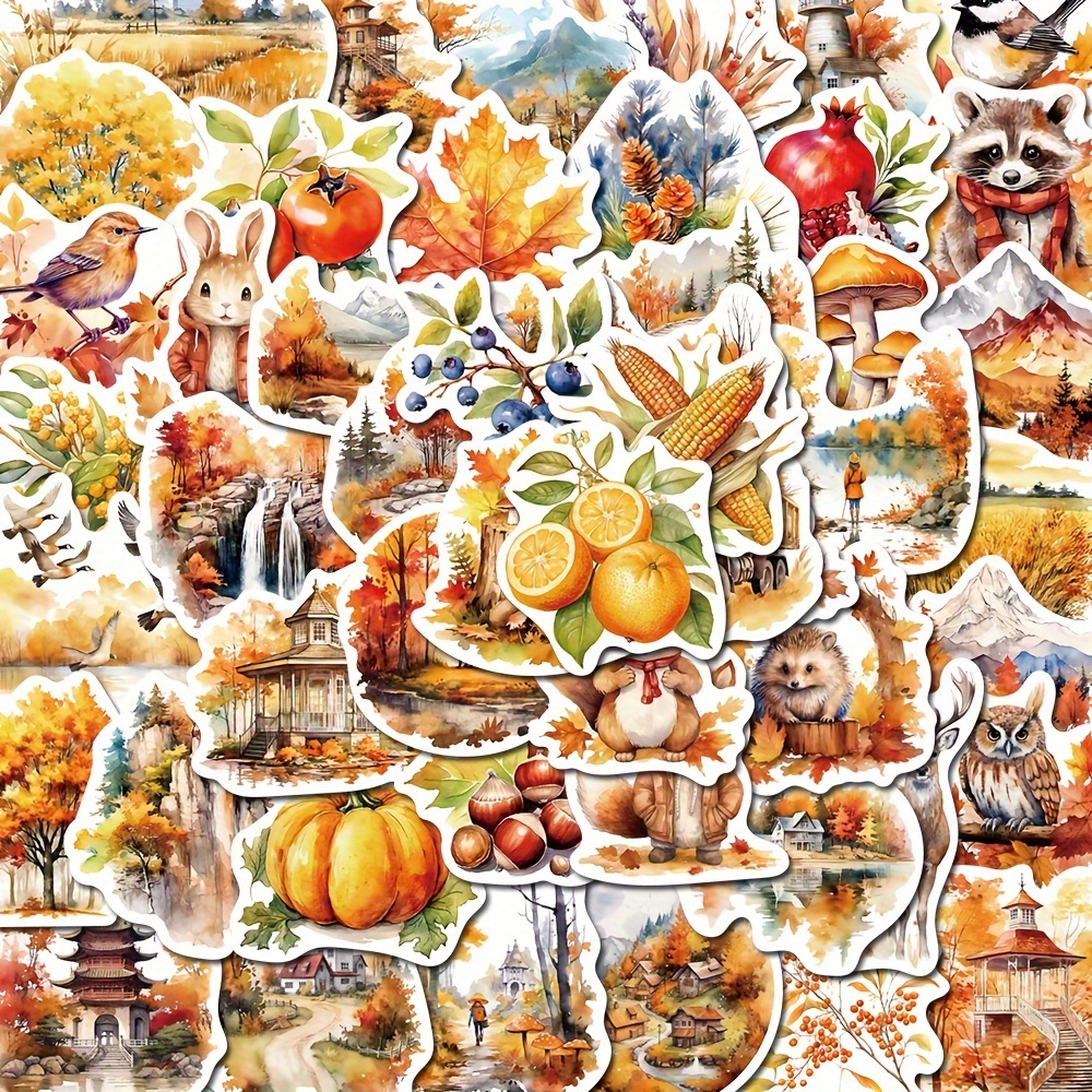 

50pcs Autumn Harvest Beautiful Cartoon Graffiti Stickers Exquisite Diy Decoration Mobile Phone Guitar Computer Waterproof Stickers