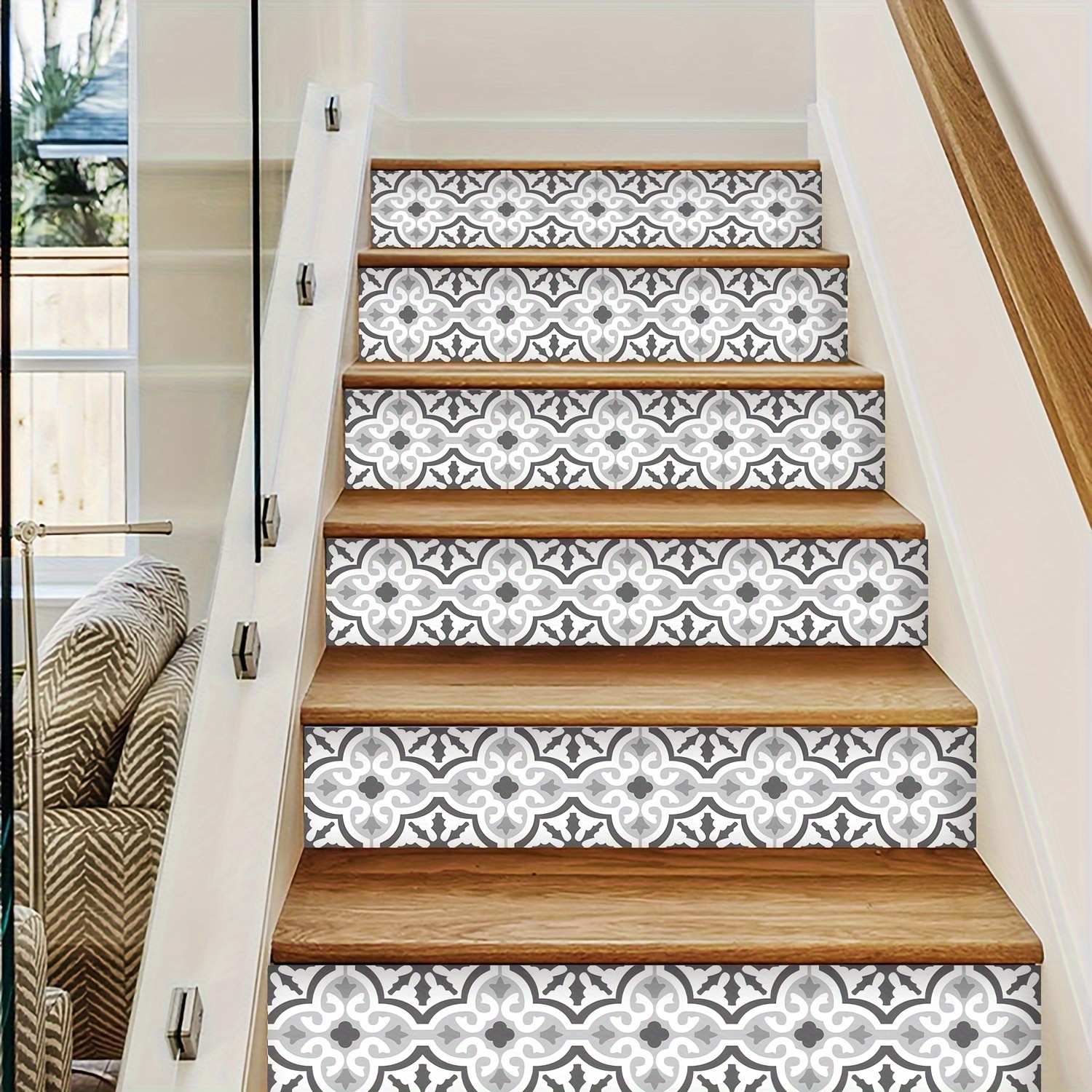 Strips Stair Risers Stickers, Peel And Stick Vinyl Staircase Sticker Decals  Decor For Stair Steps, 100.0cmx18.01cm, Home Decor