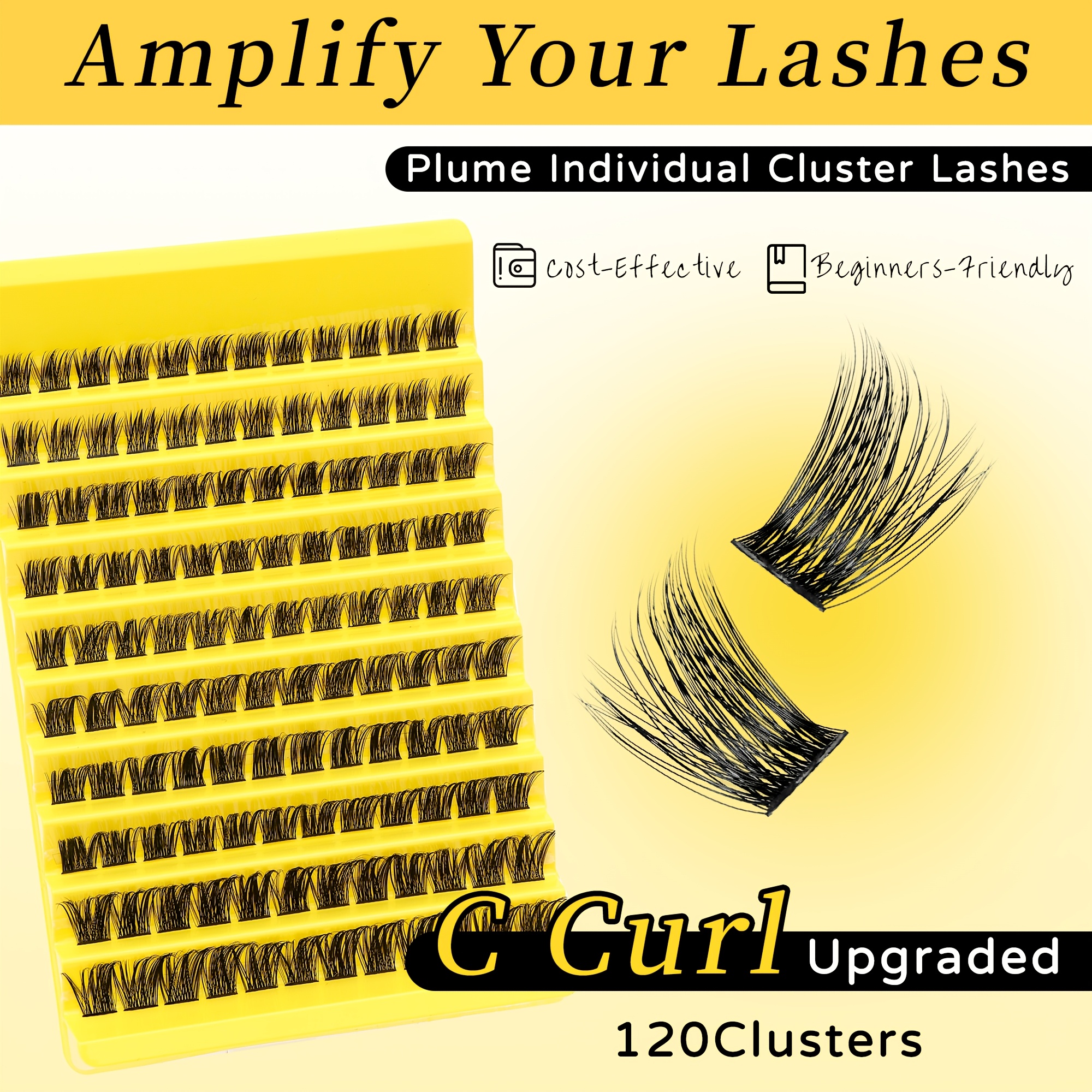 10-row False Eyelashes 10-16mm Eyelash Cluster C Single Cluster Thick Soft Thin Black Stem Section False Eyelashes