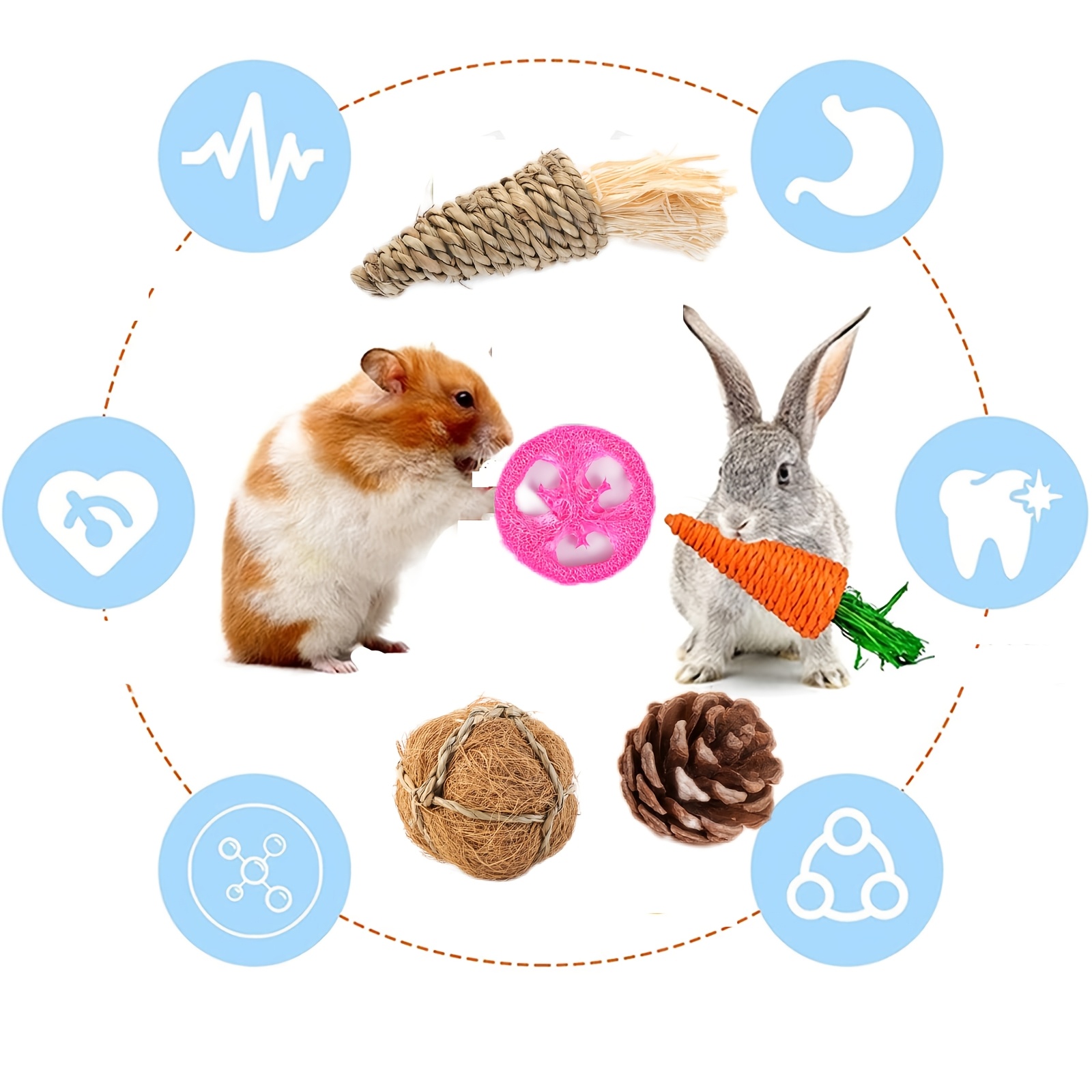 17pcs Bunny Toys Set for Interactive Fun with Small Pets
