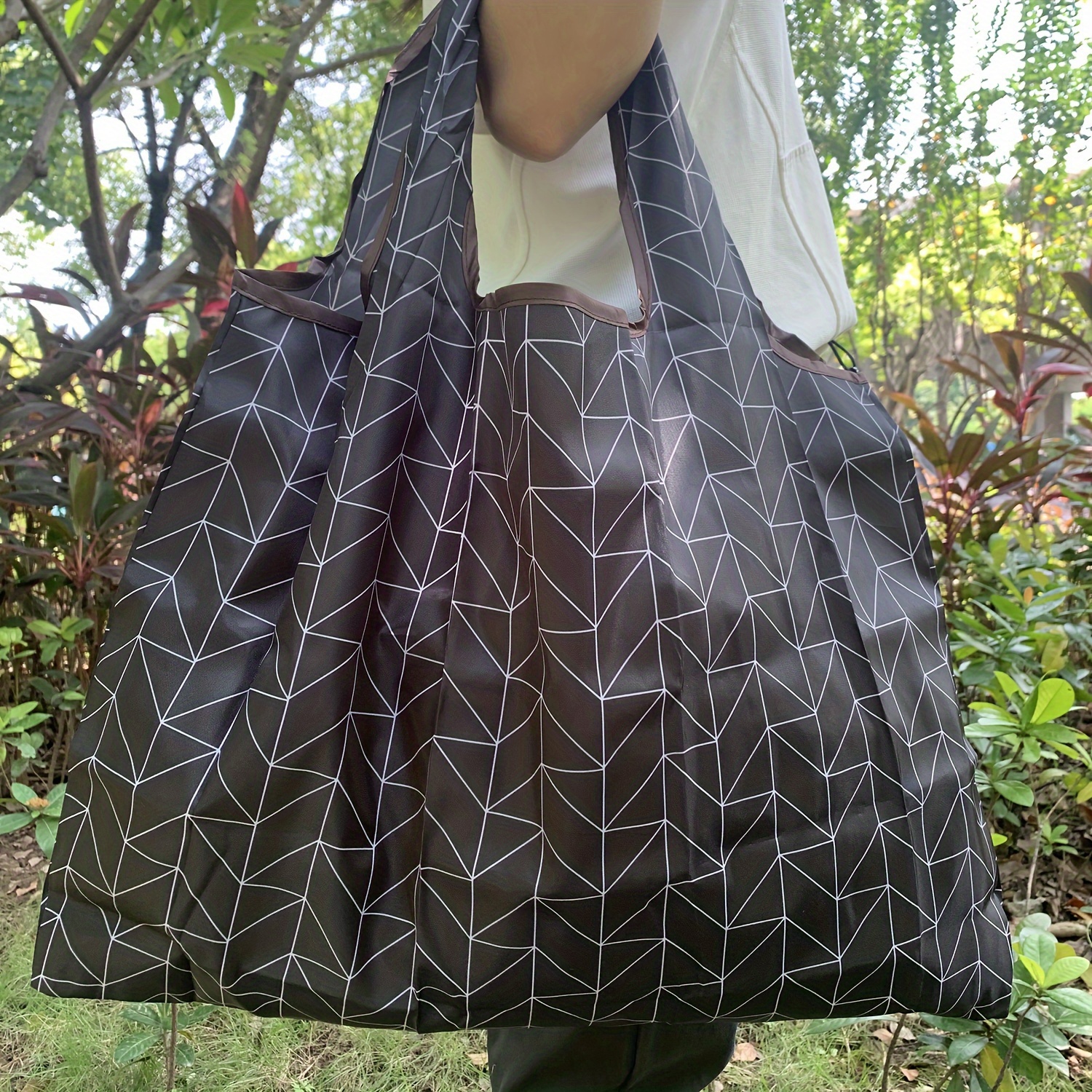 Extra-large Foldable Nylon Shopping Bag - Sturdy Shoulder Strap, Convenient Tote For Groceries And Travel, Versatile Use