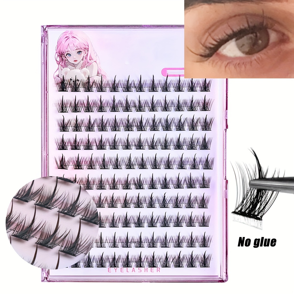 

120 False Eyelashes, -adhesive & , C , Mixed Fluffy & , Diy 10-12mm, Reusable & Hold 24h+,