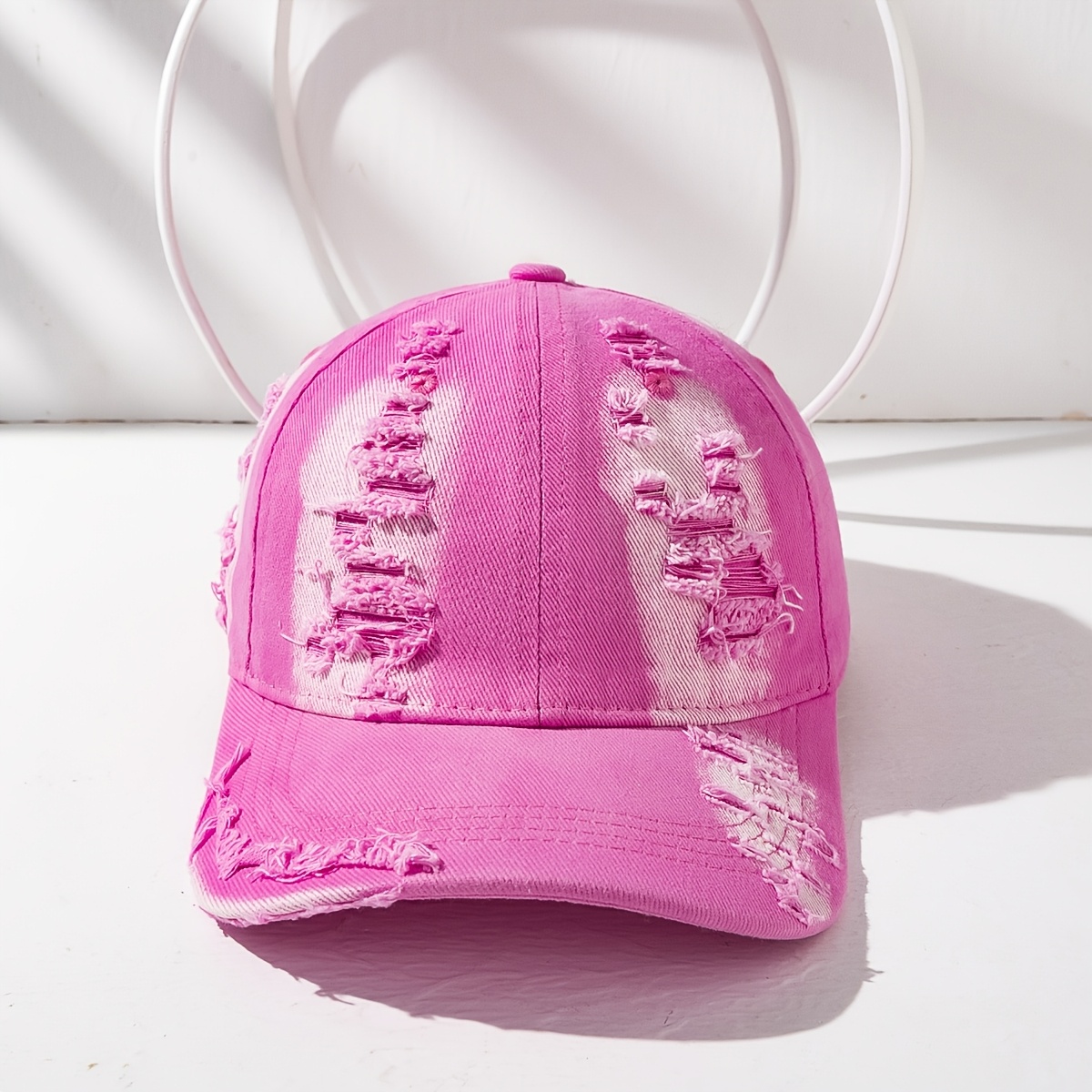 Image of 1 Ripped Ombre Color Vintage Versatile Trendy Couple's Unisex Baseball Cap