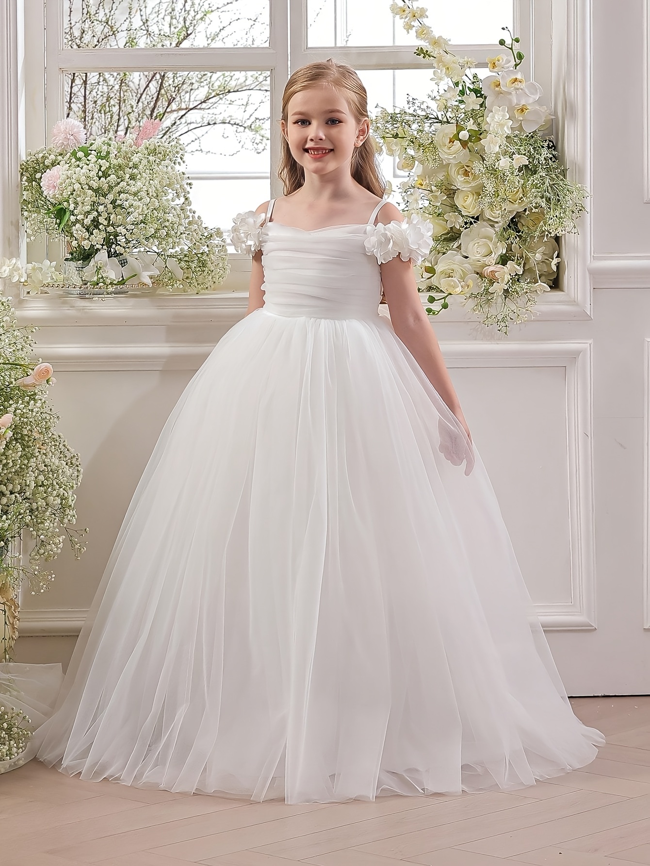 tween girl white flower christmas thanksgiving wedding - Temu
