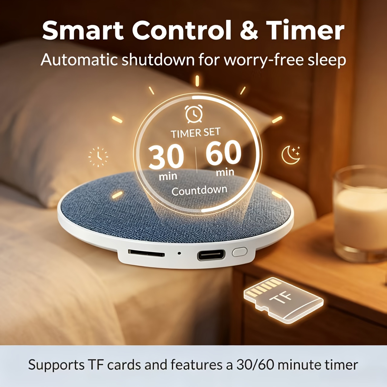 Smart Ultra-Thin Under-Pillow Sleep Speaker: Bass Bone Conduction Wireless Sleep Aid Device, Portable Speaker with White Noise, Stereo Surround Sound, Sleep Timer, USB Charging, a Must-Have for Music Lovers, And a Great Birthday Gift