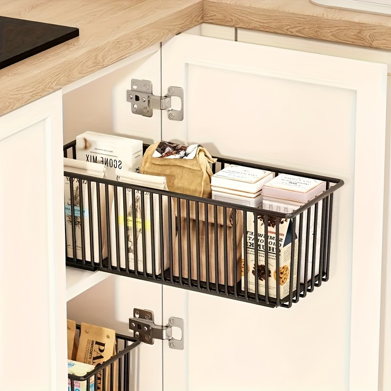 TEMU 1 Pull-out Cabinet Organizer Box, Slide-out Drawer Storage Rack Cabinet Organizer, Sliding Cabinet Basket. Suitable For Kitchen, Spice Rack,