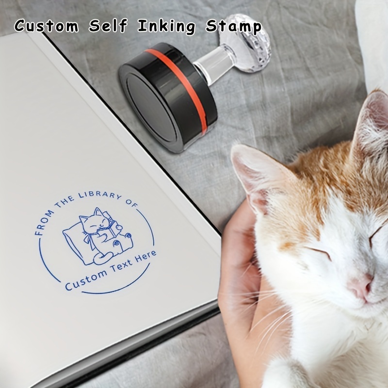 Personalized Ex Libris Stamp Custom photosensitive cat ink stamp for  EXLIBRIS book Self Inking for invitation address stamp