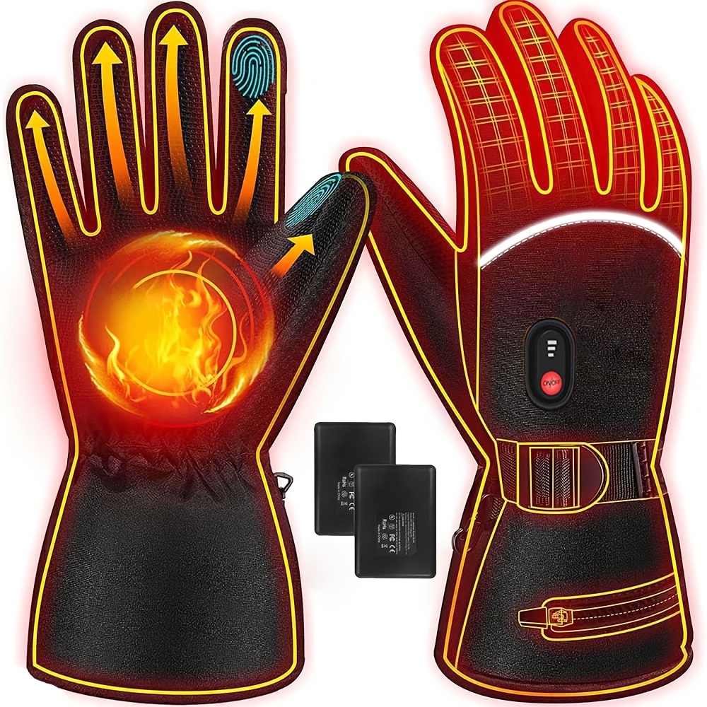 Image of Heated Gloves For Men Women, Ski Gloves With Heating, Gloves Bicycle Motorcycle, 5v 5000mah Rechargeable Battery 3 Stage Heated Winter Gloves