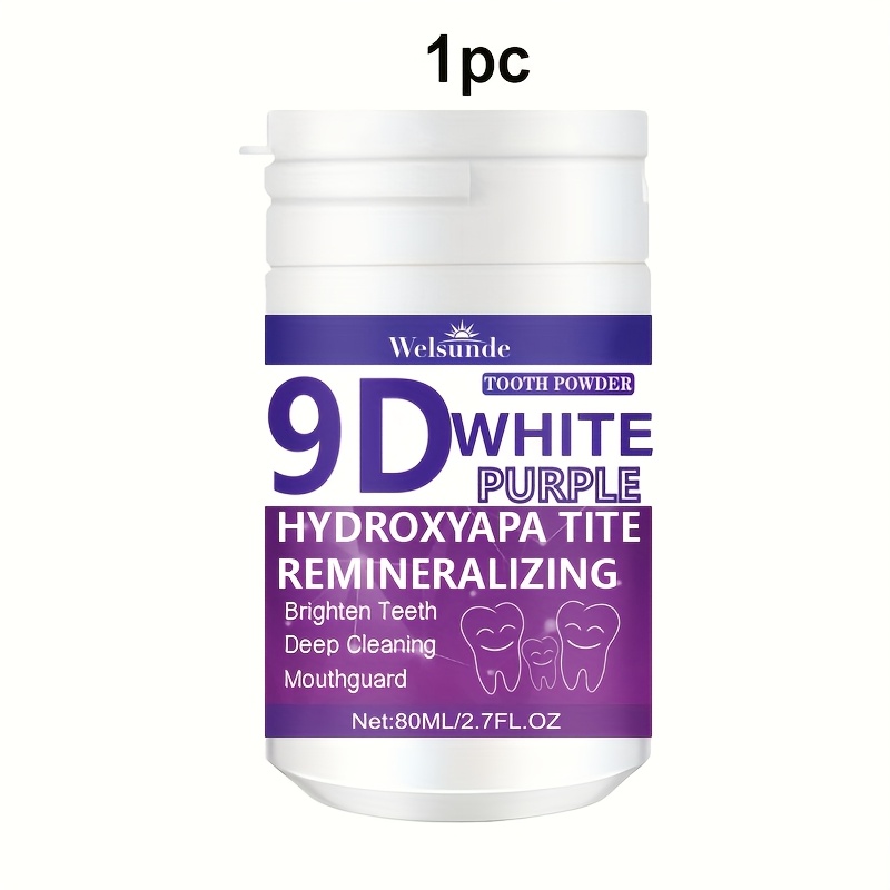 1/2pcs 9d White Hydroxyapatite Purple Toothpaste Powder - Deep Cleaning And Brightening Formula, Gentle Gum Care, Long- Breath, Travel-friendly Dental Health Powder For Sensitive Teeth And Control