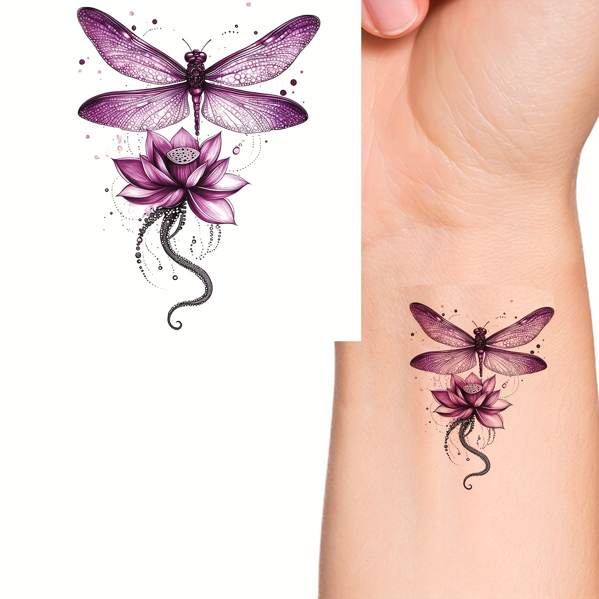 Image of 4 Sheets Dragonfly Temporary Tattoos Body Art Stickers For Party Decor & Favors Fake Tattoos Neck Arm Chest For Women Men Adults