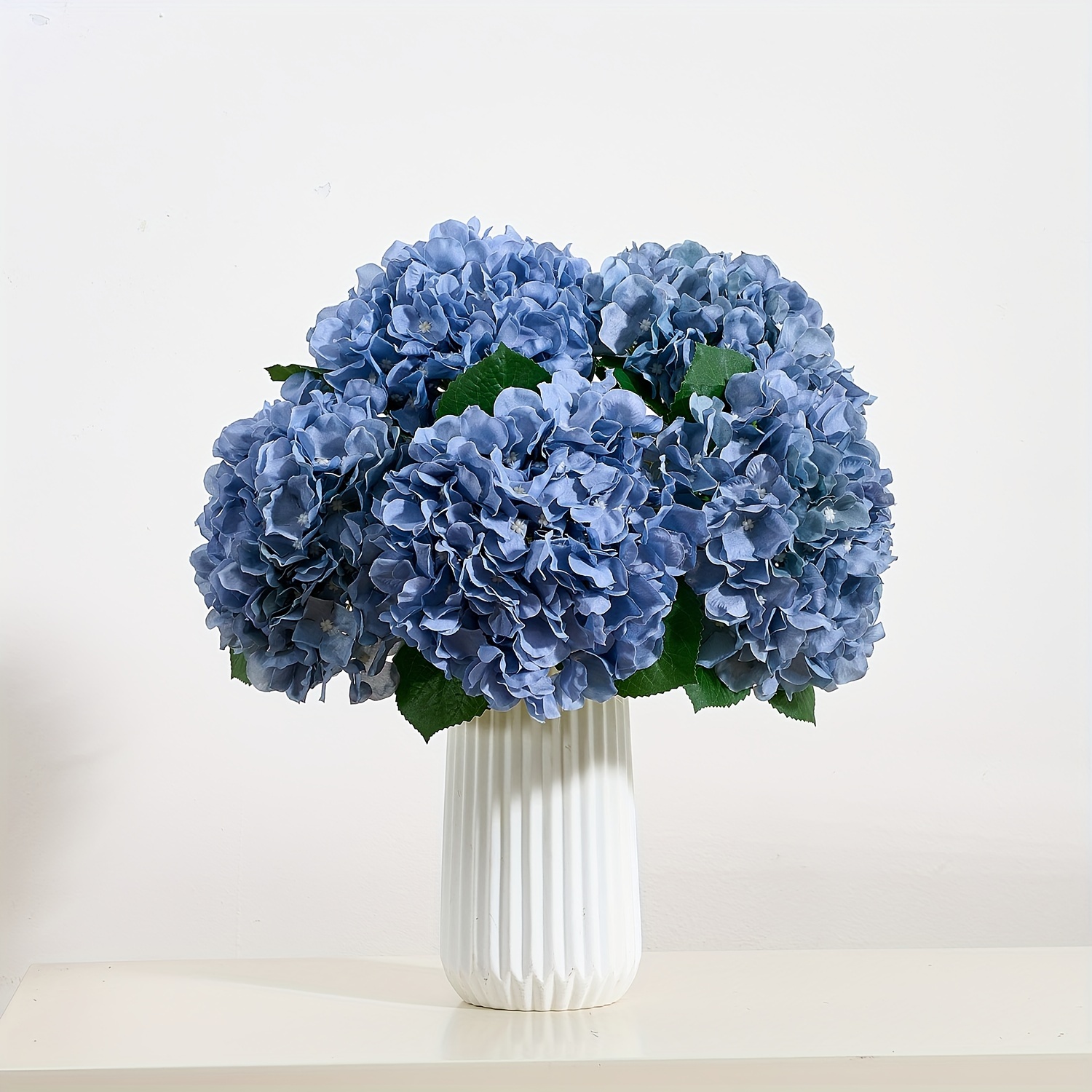 5pcs Artificial Hydrangea Flowers Real Touch For Home Party Living Room Decoration (dusty Blue)
