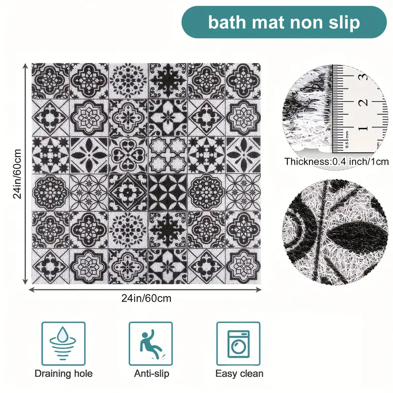 1pc non slip shower mat with drainage holes soft comfortable pvc loofah massage bath mat quick for bathroom bathroom accessory non slippery surface shower mat for bathroo Product details 9