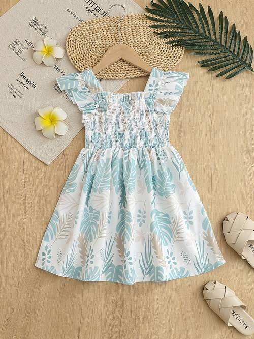 parent child outfit sibling outfit sold as a single piece beach leaf print pattern set short sleeved shirt with bow tie green shorts clothing is a lotus leaf sleeve dress for outdoor