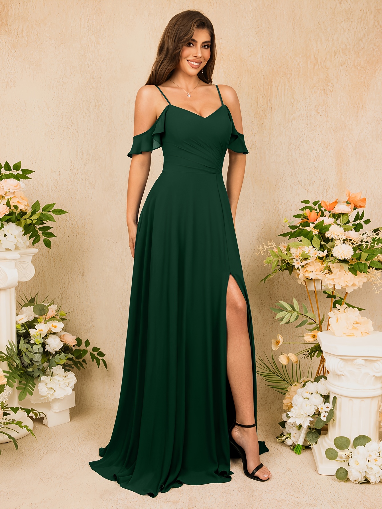 emerald green off the shoulder bridesmaid dress Off the shoulder Long Satin Emerald Green Prom Dress – FancyVestido