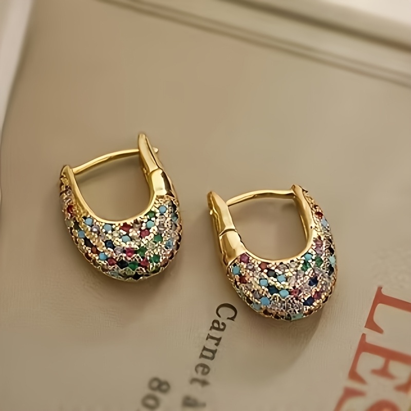 1pair Elegant And Retro Bohemian-style Cubic 3a Zirconia Stud Earrings, Anti-allergy - Suitable For Casual Wear And.