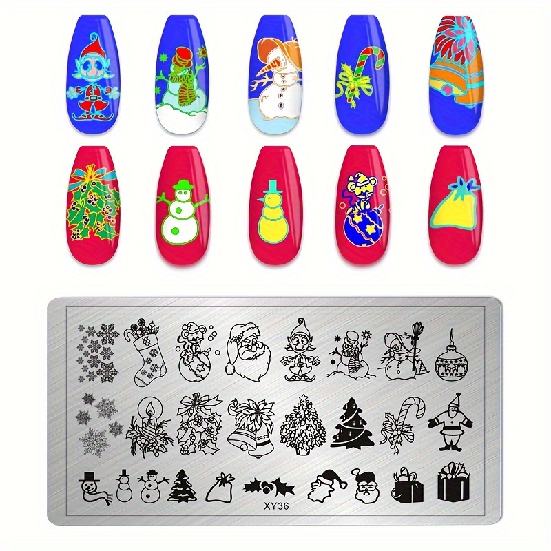 Nail Stamping Plate with Christmas Tree & Santa Claus Pattern