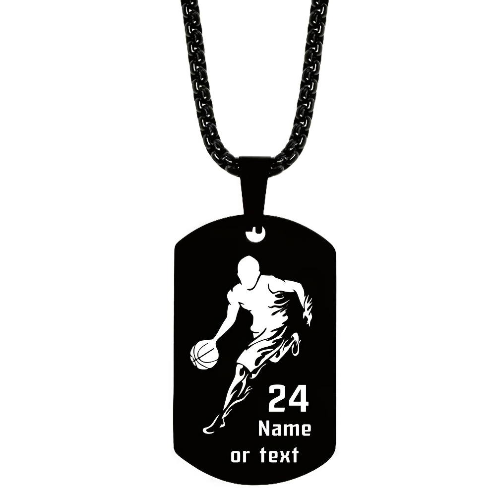 TEMU Customize Individual Or Team Basketball 304 Stainless Steel Necklaces, An Ideal Accessory For Basketball Enthusiasts, A Unique Birthday Gift For