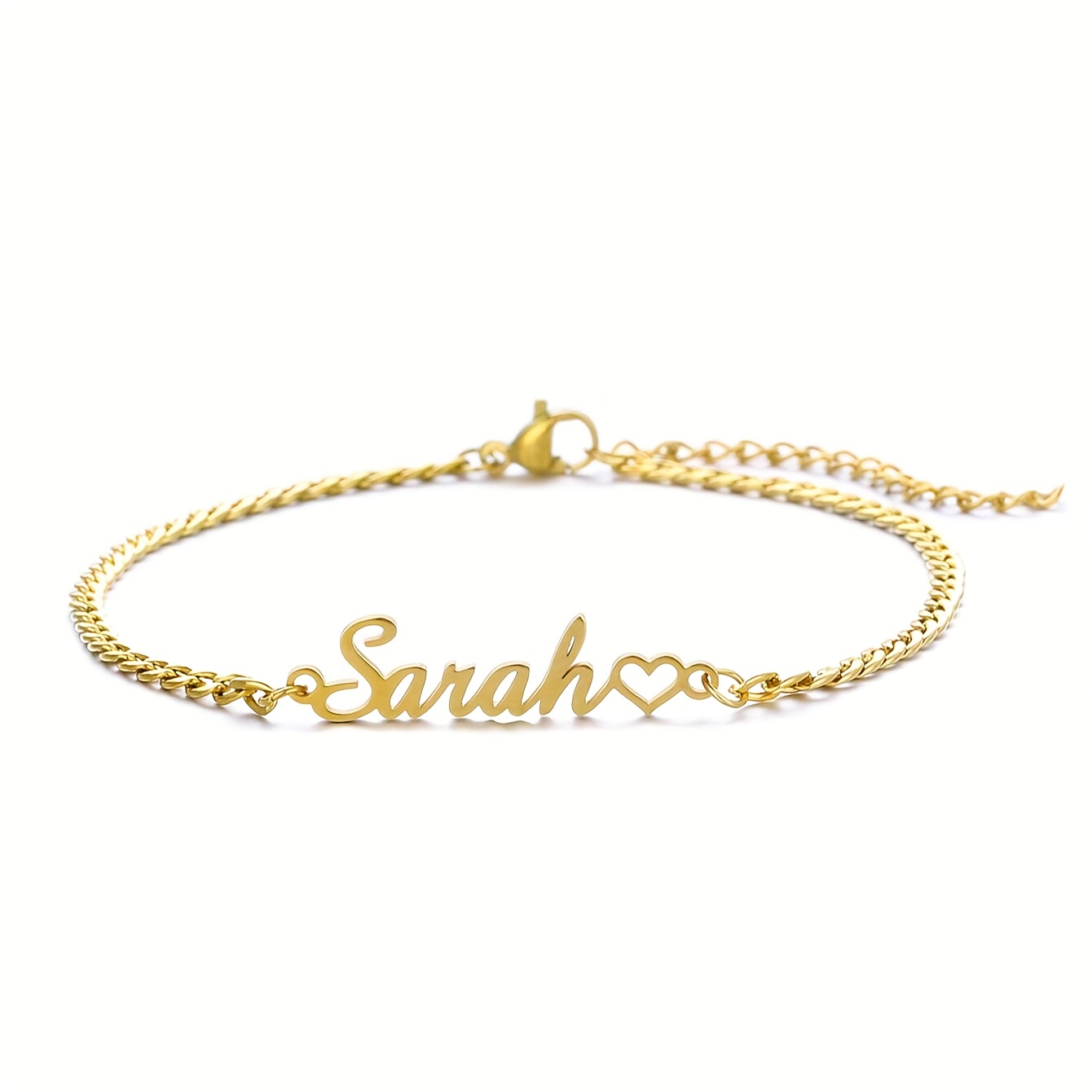TEMU 1pc Golden & Silvery Customized Women's Fashion Anklet With Personalized Name Pendant, Adjustable Chain, For Parties And Gifts, Jewelry, Casual