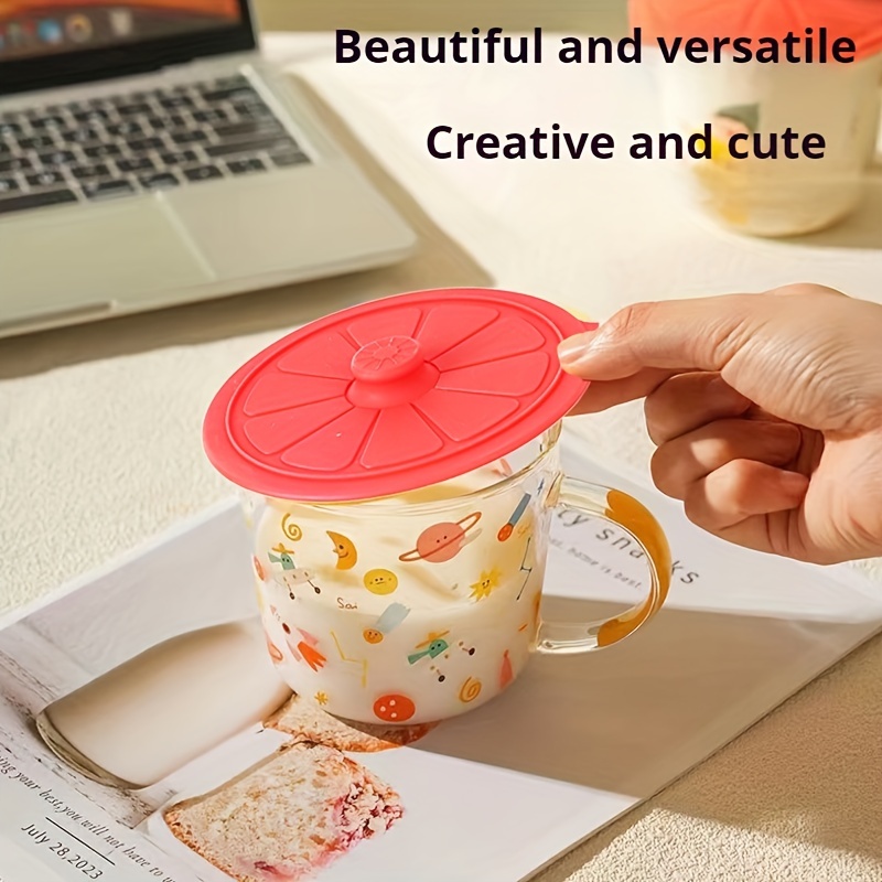 silicone lemon shaped cup lids 1pc dust insect proof food grade reusable fits most mugs cups for home office outdoor use ideal for christmas halloween easter hanukkah thanksgiving details 3