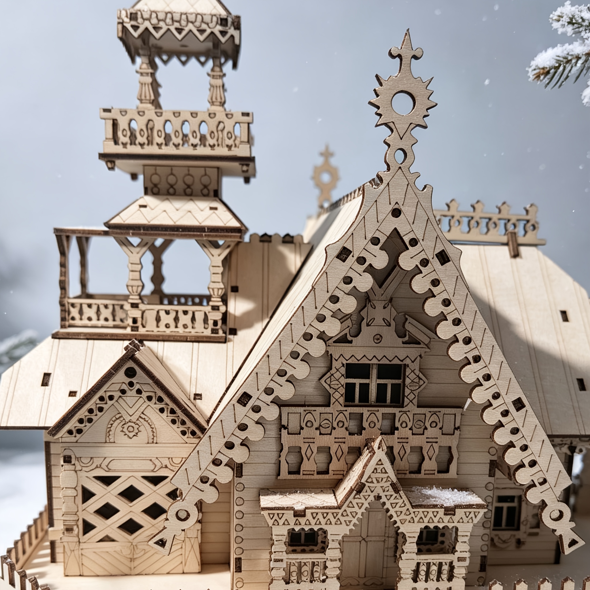 Puzzle Small Cottage 3D Model Kit, Fun Assembly Set