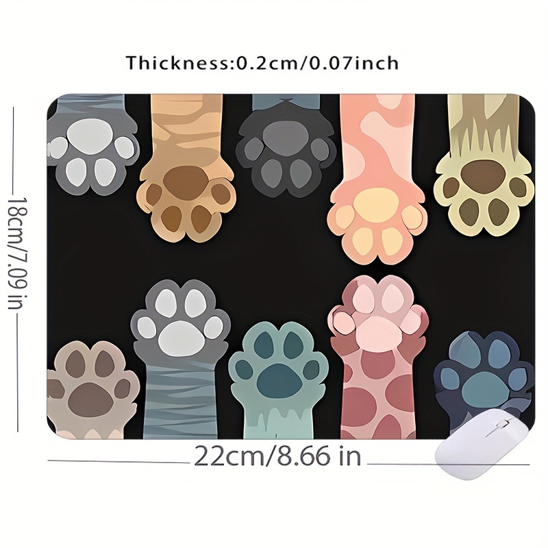 Cat Paw Print Non-slip Mouse Pad - 7x8.6in Cute Cartoon Rubber Desk Mat For & Office, Keyboard Accessory With Vibrant Claw Design, Ideal For Laptop Use, Mouse Pads For Desk