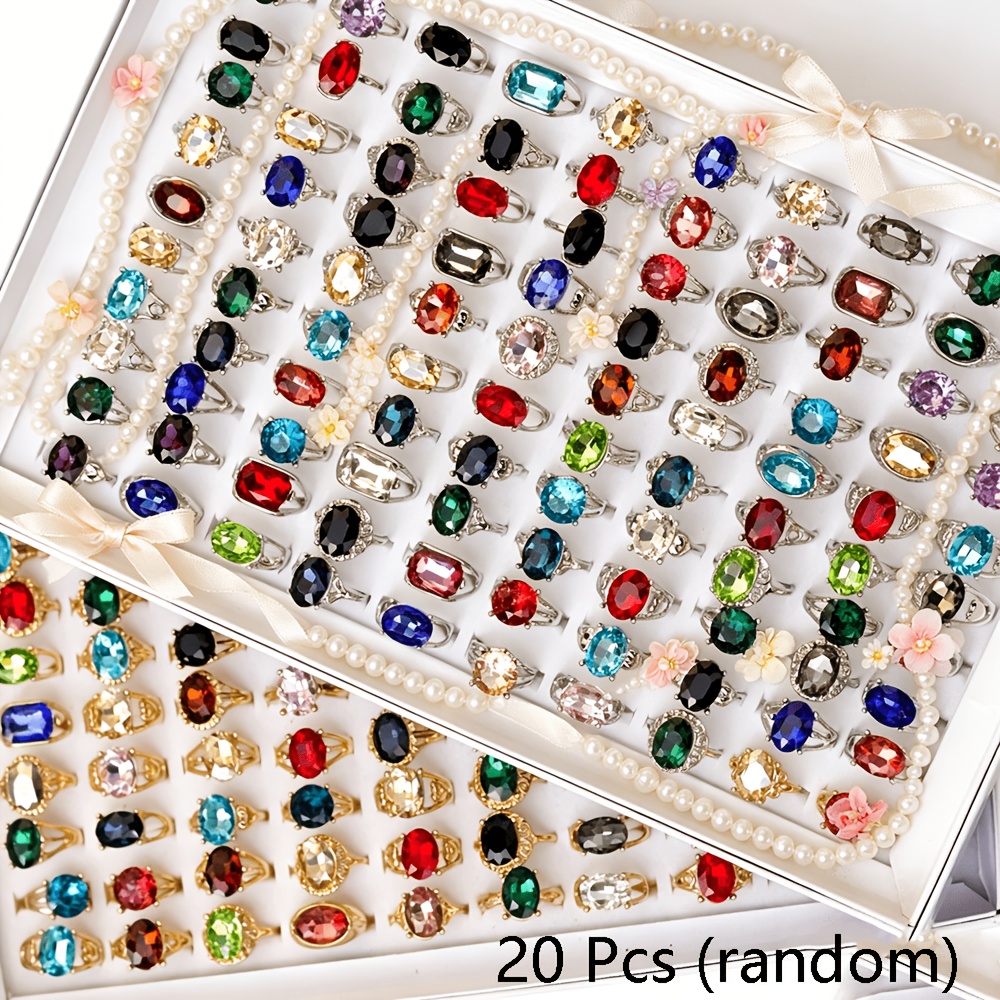 TEMU 20pcs Rings Set, Elegant And Luxurious Mixed Styles, Multi-piece For Parties And Daily Wear, Finger Accessories, Fashion Jewelry Gift, Random