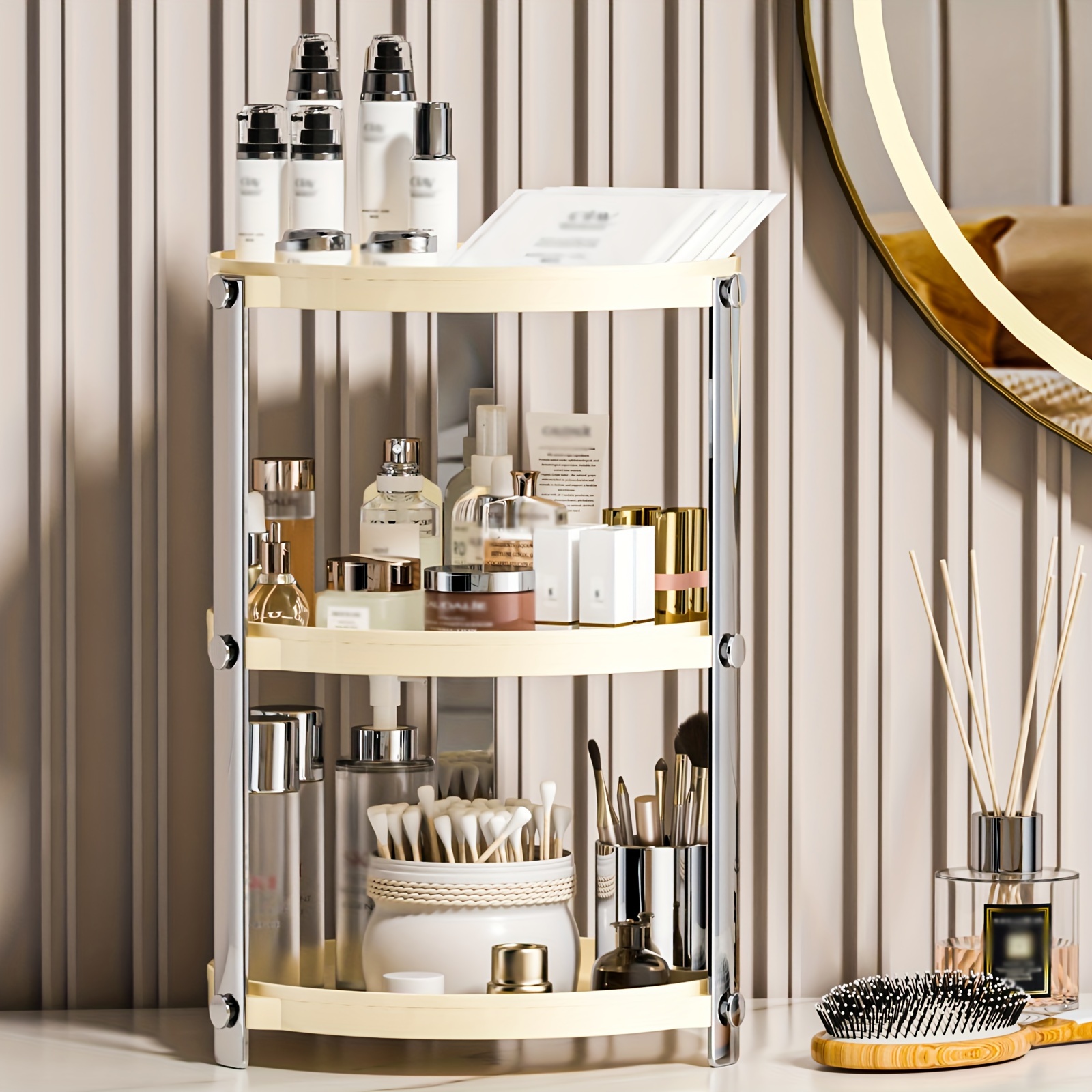 Bathroom Organizer Countertop Storage Clear 3 Tier Skincare Organizer  Acrylic Corner Shelf Rack Stand for Makeup Cosmetic Perfume Vanity Tray  Kitchen