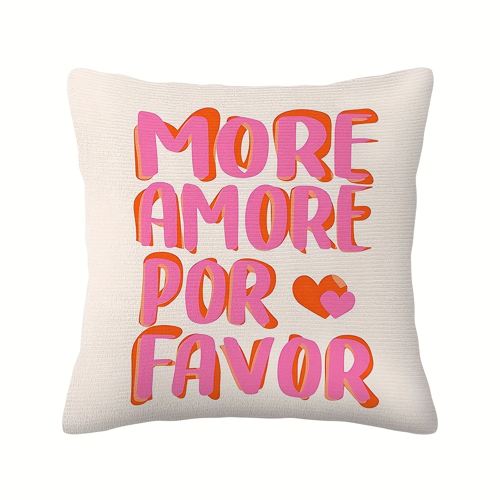 Image of Christmas Gift, 2d Romantic Heart Print Pillowcase, Zippered Polyester Square Throw Pillow Cover, 17.7x17.7 Inches - For Sofa, Bed, Home Decor (pillow Insert Not Included)