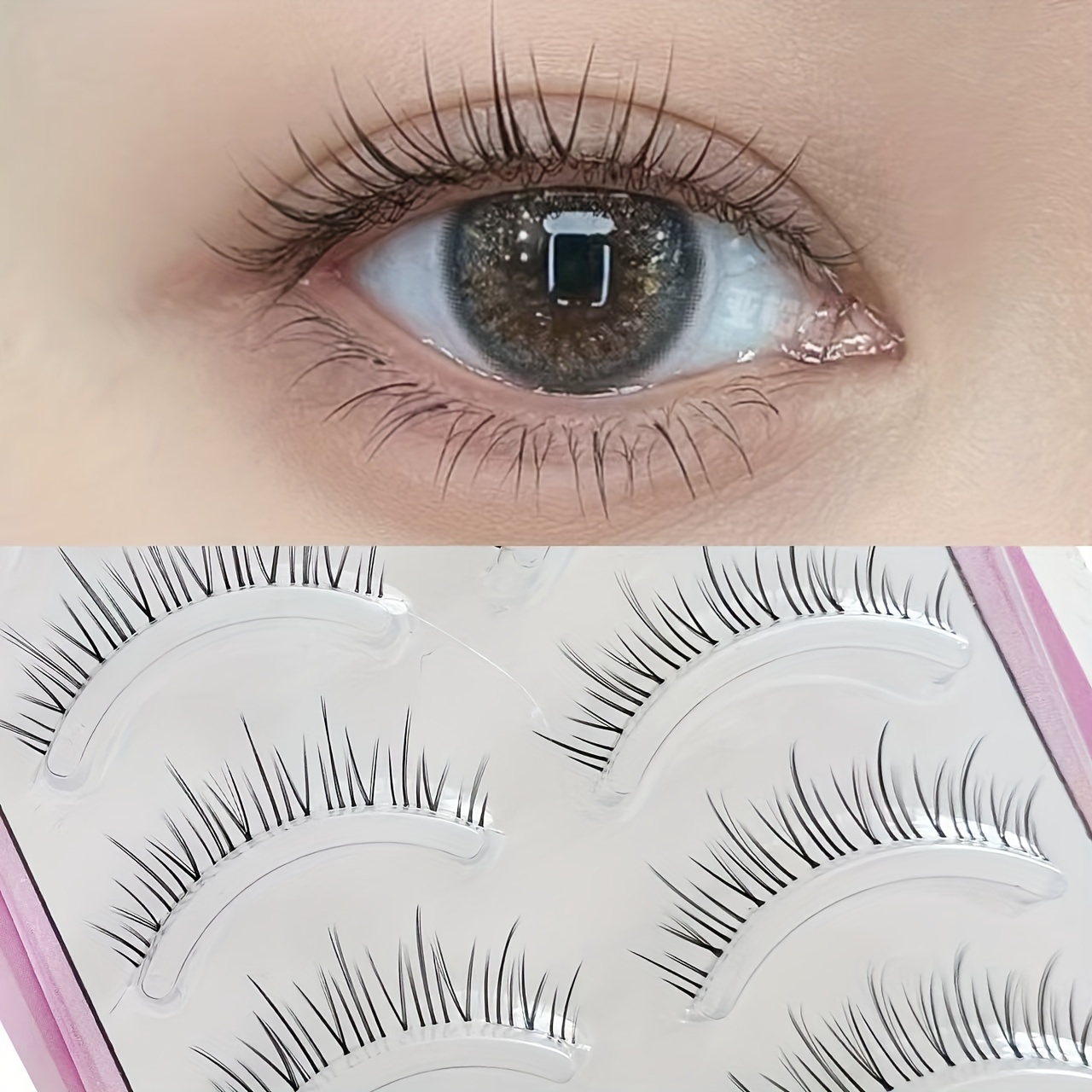 

5 Pairs Jeangel Korean Style False Eyelashes Set, Natural & Anime Look, C/d , 10-15mm Length, Lightweight , Reusable, Easy Application For Beginners, Transparent Mesh Lashes For Daily Eye Enhancement