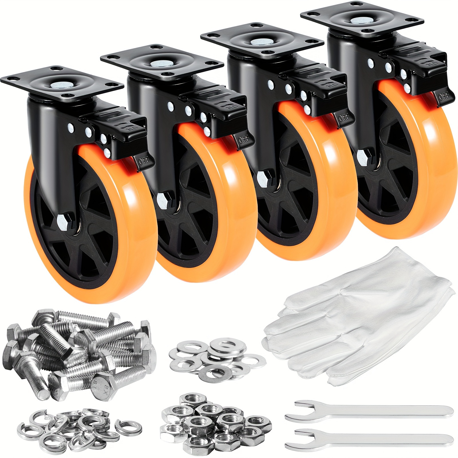 

Vevor Caster Wheels, 6-inch Swivel , Set Of 4, With Security A/b Locking Pvc Wheels, Heavy Duty 700 Lbs Capacity Per Caster, Non-marking Wheels For Cart Furniture Workbench