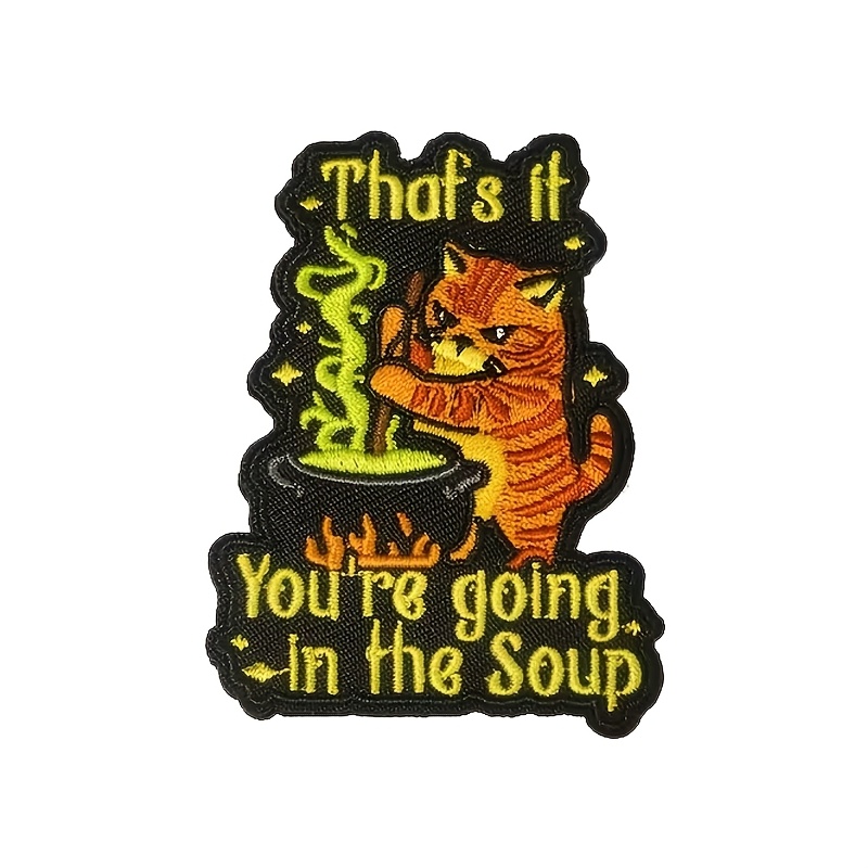 TEMU 1 pièce Patch brodé " Going in " Chat Esthétique Goth Punk pour Vêtements Veste Chapeau Sac à Dos Accessoire Badge