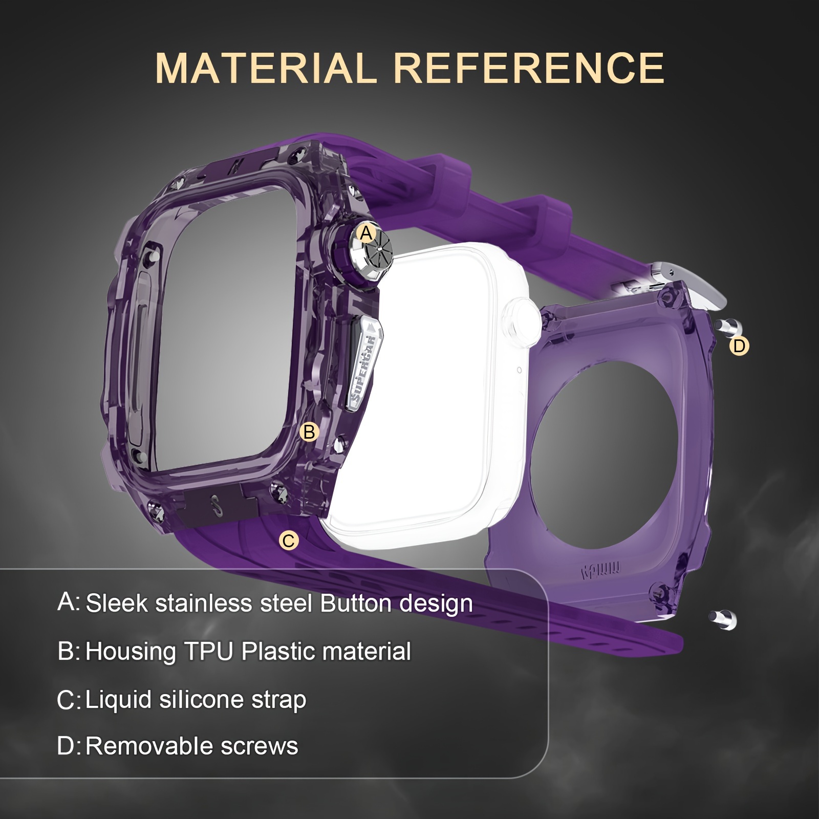 Ultra 2 Series Rugged Case & Band Combo for iWatch - Durable Protective Cover, Fits 49mm Bands, Design, Sport Series, 46mm, Men Women Strap