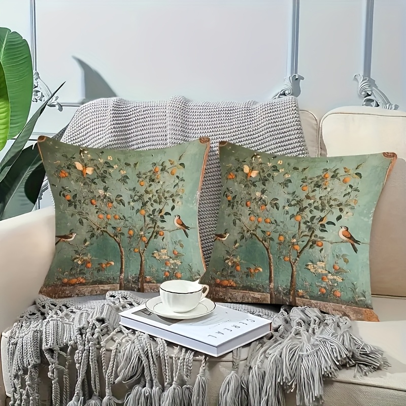 TEMU 2pcs Kumelberry And Bird Double-sided Printed Pattern Pillowcase, Cushion Back Cover, Suitable For Home Bedroom, Living Room Sofa, , Office,