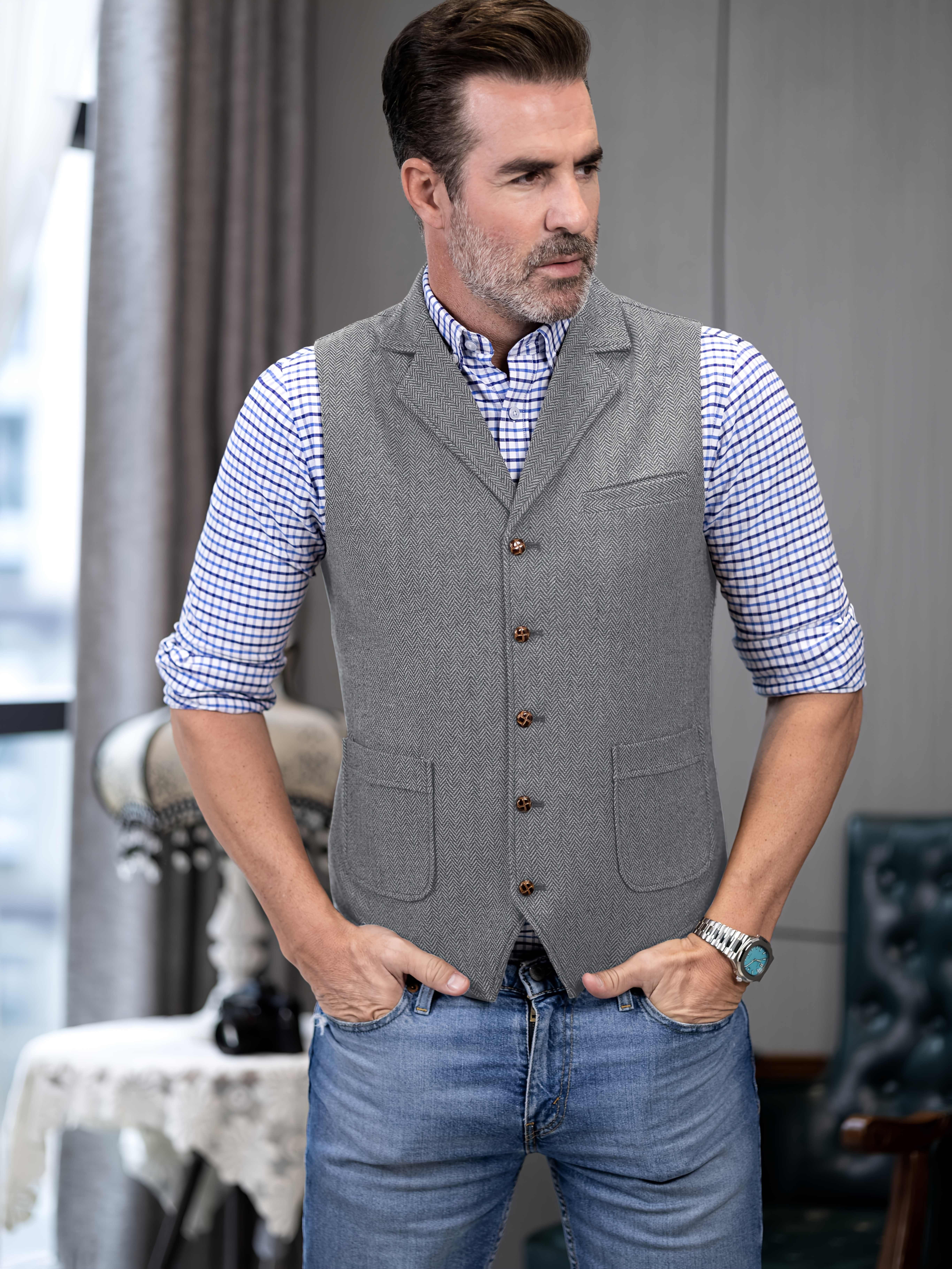 LIDNM LIGHT TWEED LINING VEST LIDNM（リドム）の「LIGHT TWEED ZIP