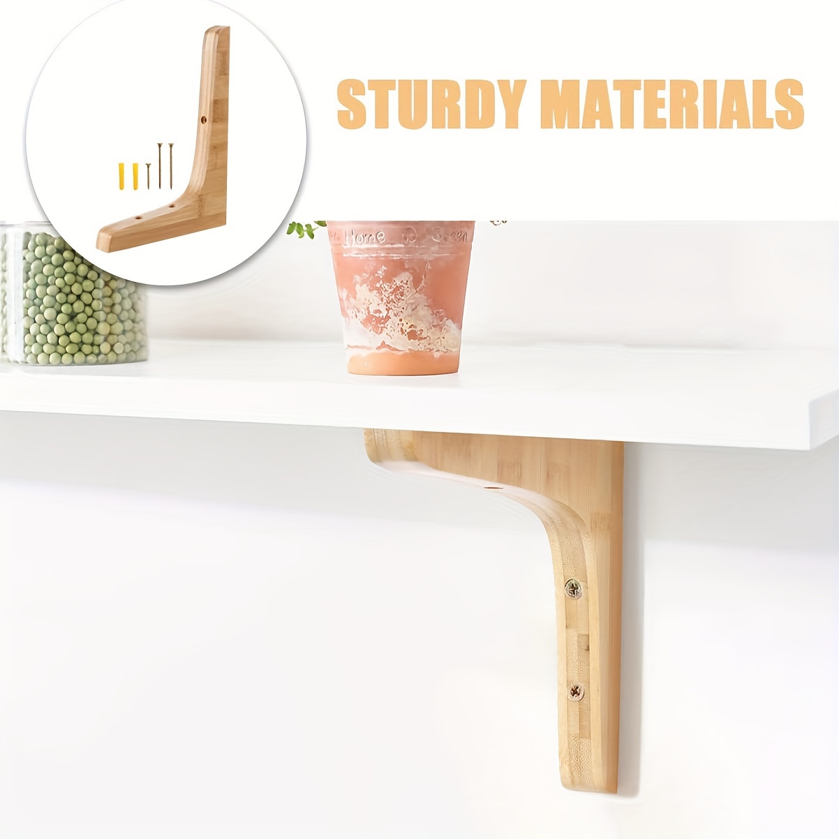 2pcs Solid Wood Floating Shelf Brackets - Wall Mounted Corner Support for DIY Projects, Home Decor & Hardware