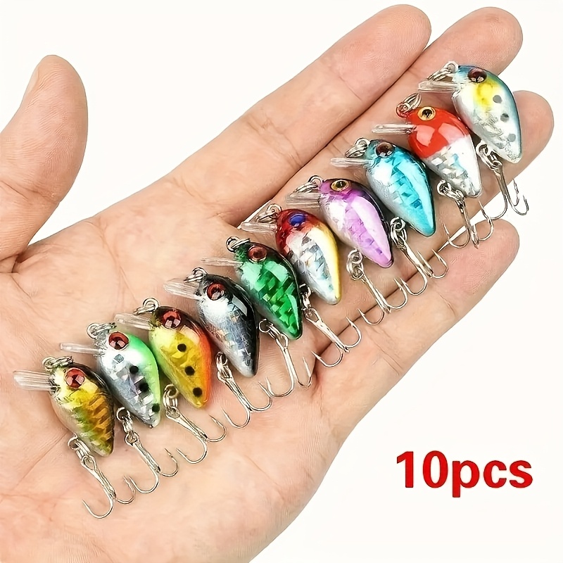 TEMU 10pcs New Slow Sinking Mini Crankbait Fishing Lure Artificial Minnow Lure Set