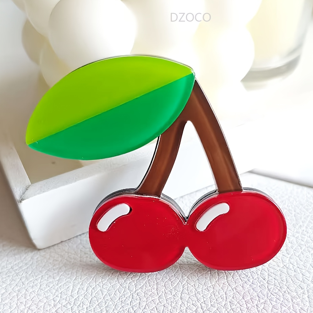 

Handcrafted Acrylic Cherry Brooch, Vintage-inspired Minimalist Fashion Accessory, Elegant Simulated Fruit Pin, Scarves And Jackets, Novelty Plant-shaped Brooch