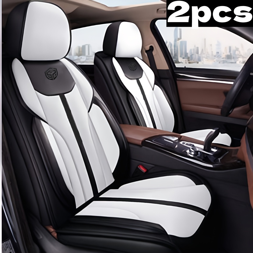 TEMU 1/2pcs Luxury Pu Leather Car Seat Covers Compatible For Sedan Suv Pickup, Pu Leather Front Seat Protectors With Foam Padding, Full Wrap Fit For
