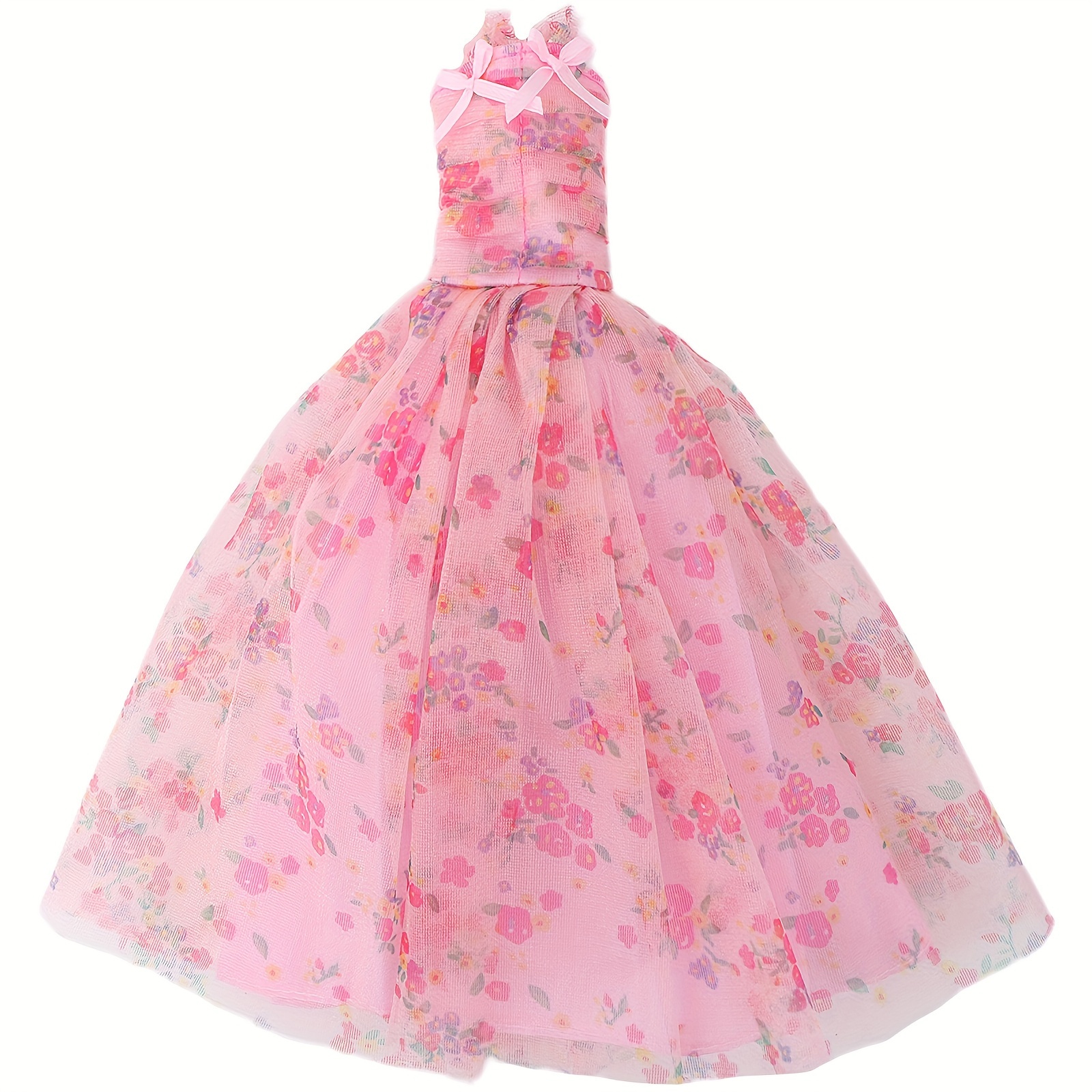Image of 1 Set Doll Wedding Dress Floral Print Sling Dress Skirt Quality Party Gown Outfit Clothes For 11.5 Inch 30cm Girl Doll Accessories Dollhouse Clothing Gift Toys(not Including Dolls)
