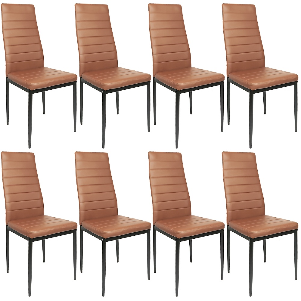 TEMU 8 Pack Pu Cafeteria Chairs, Stackable Padded Dining Chairs For School Canteen, Restaurant & Event, Easy-clean Commercial Chairs, High Back