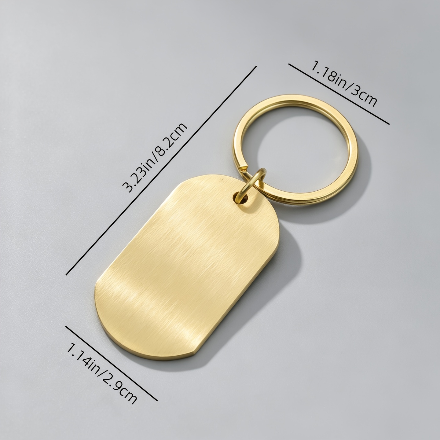 TEMU Personalized Engravable Name Keychain, Brushed Solid Brass Rectangular Tag Keyring, Self- Text Metal Id Tag Pendant, Car And Bag Accessory,