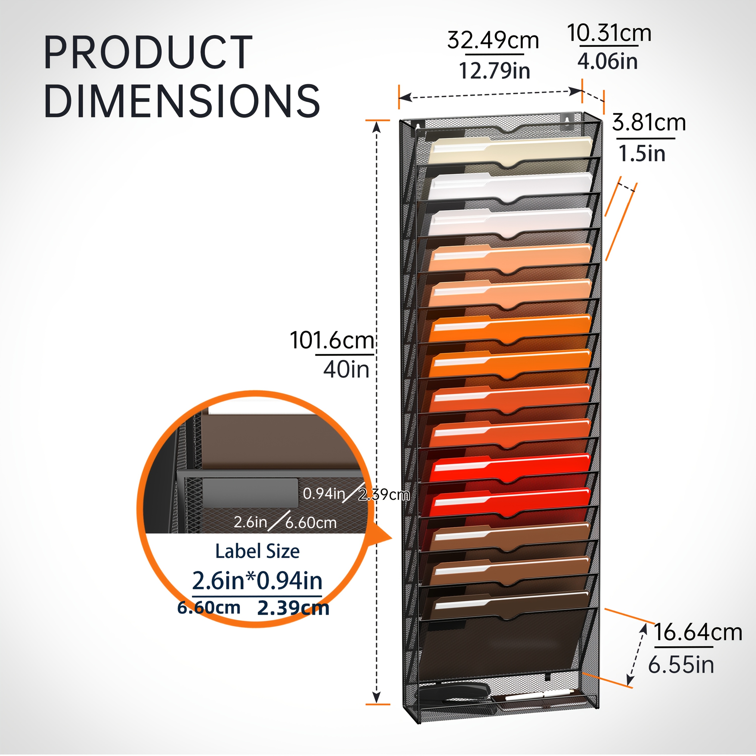 Daltack 15-tier Wall Mounted Hanging File Organizer, Office Cubicle Home Organization & Storawall File Holder, For Papers Folders Clipboard Magazine