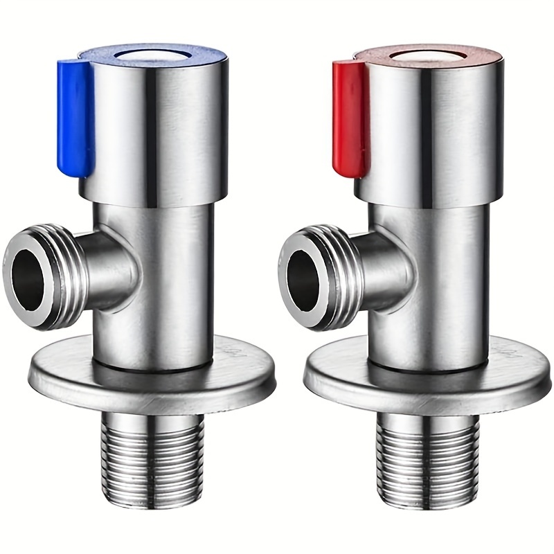 Image of 2 Pieces Of Red, , Stainless Steel Hot And Cold Water Triangle Valve, Three-way Valve With G1/2 Thread, Ideal For Bathroom Faucets, Toilets, And Kitchens