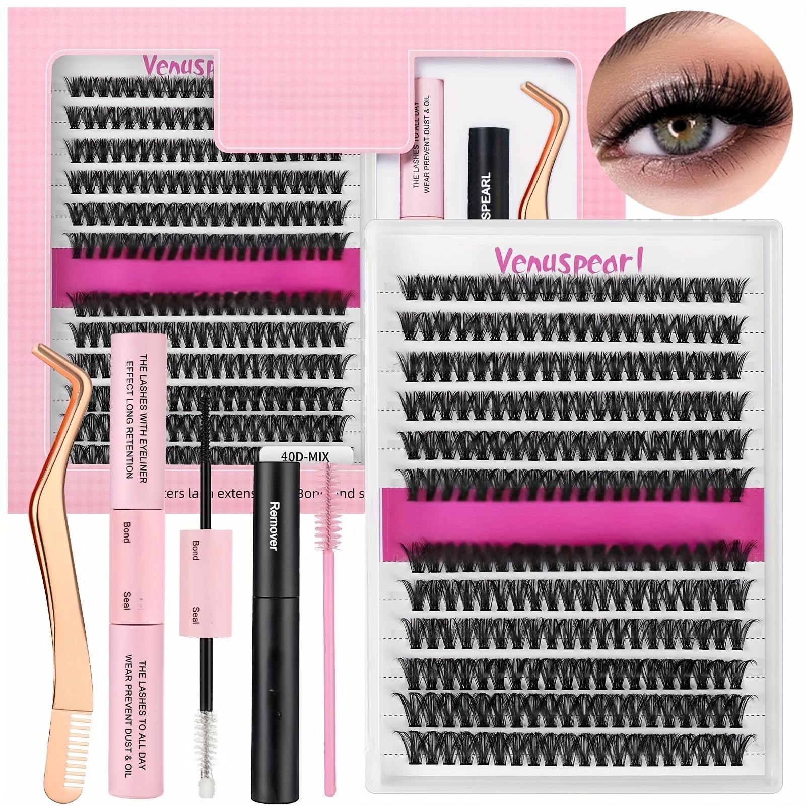 9 16mm 40d individual lashes kit with lash   and seal lash tweezers brushes for self use at home