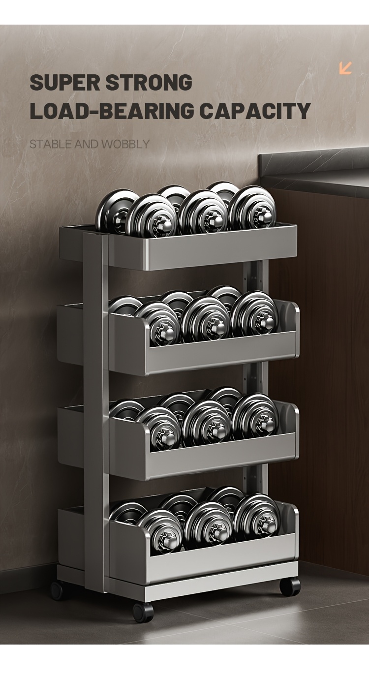 1pc wheeled utility storage cart rolling storage cart heavy duty vertical shelving unit mobile metal storage rack kitchen organizer and storage home and household decor Product details 3