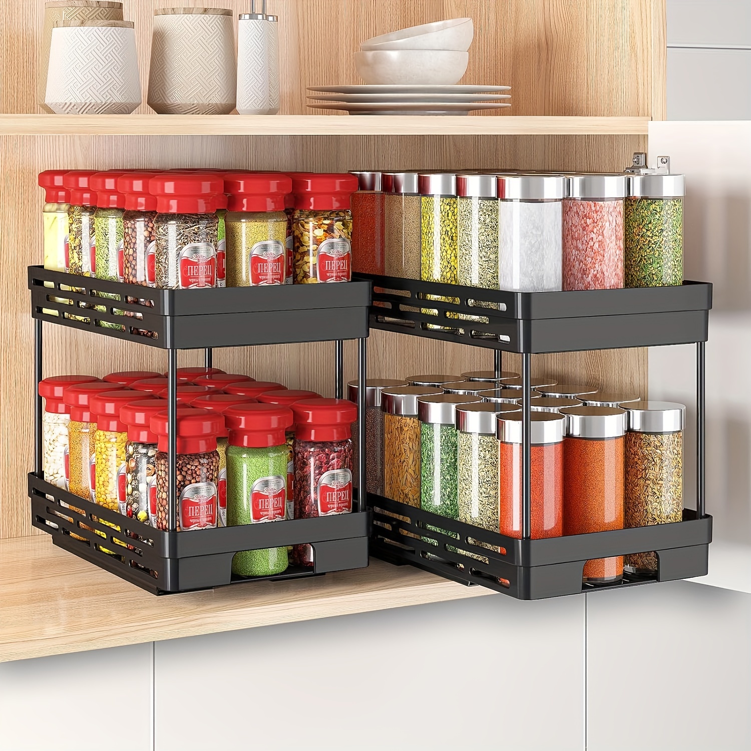 pack pull spice rack organizer cabinet durable plastic Temu