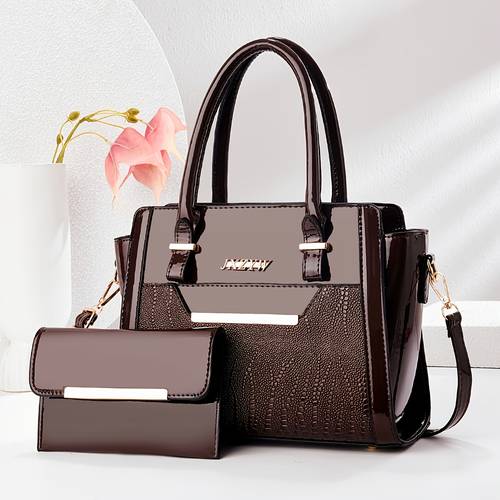 2pcs set large capacity fashion versatile womens trendy casual quality handbag shoulder