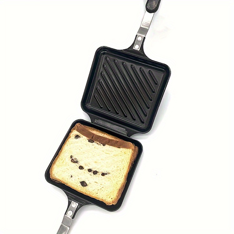 cast iron sandwich maker non stick detachable double sided grill pan induction compatible toast press for stovetop easy clean use without power details 2