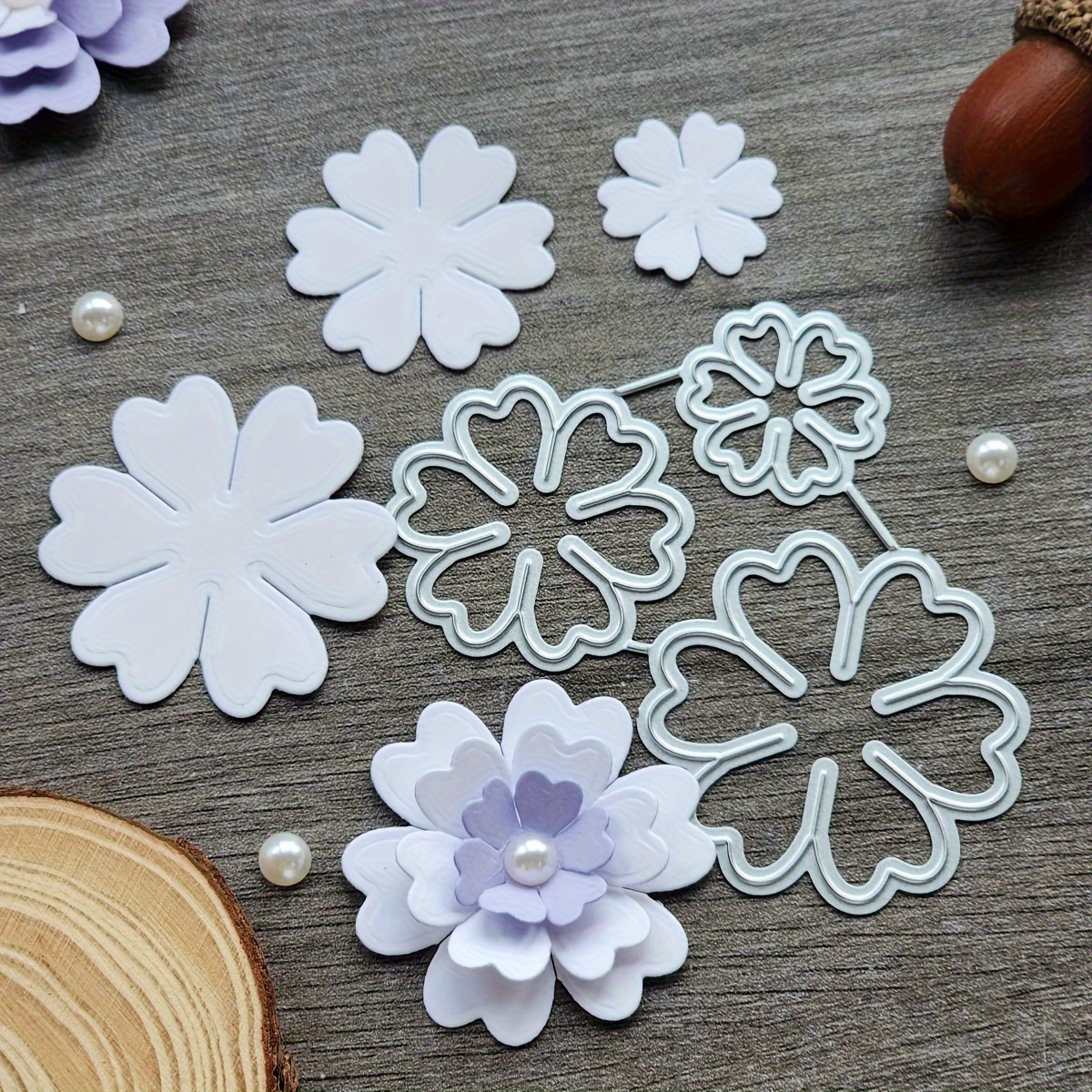 

2-piece Set Floral Cutting Dies For Scrapbooking, Durable Carbon Steel Embossing Templates For Paper Crafts & Decorative Handmade Projects