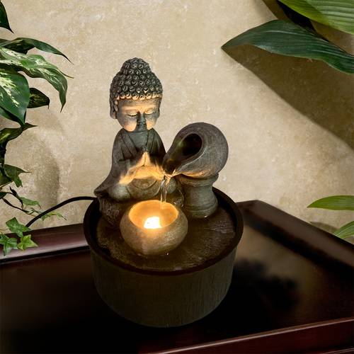 item picture a tabletop indoor fountain featuring a waterfall design ideal for relaxation and enhancing shui this zen meditation fountain led lighting making it a piece for home and office environments